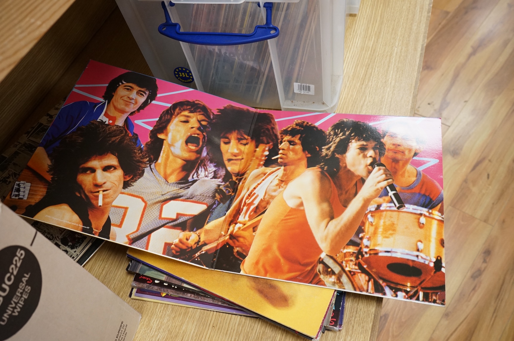 Eighteen The Rolling Stones related LP record albums, including five early pressings on Decca label; Rolling Stones, Rolling Stones No.2, Out of Our Heads, Aftermath, and Between the Buttons, together with; Exile on Main